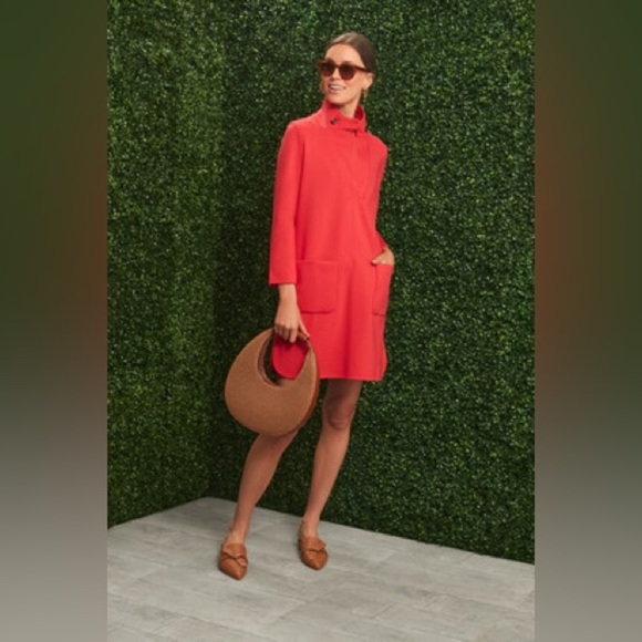 1013 NWT Tuckernuck Poppy Red Ponte Emerson Dress Size XXS - Picture 1 of 5